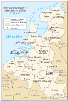 Map of the Low Countries, showing départemental boundaries