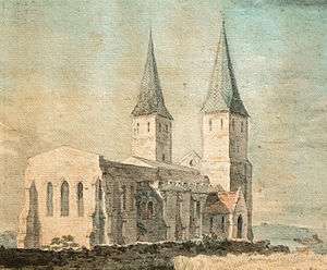18th-century watercolour of St Mary's Church