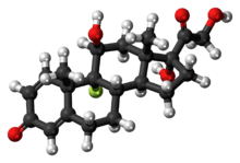 Ball-and-stick model of the dexamethasone molecule