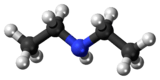 Ball and stick model of the diethylamine molecule