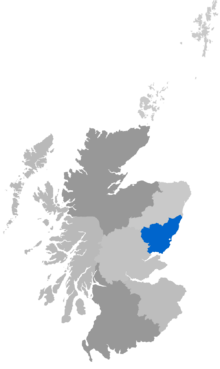 Map showing Brechin Diocese as a coloured area south of Aberdeen