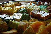 A tray of Indian sweets