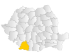 Map of Romania highlighting Dolj County