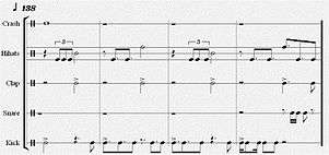 Sheet music showing four four-bar lines.