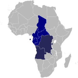 ECCAS and CEMAC membership in Africa.   ECCAS and CEMAC   ECCAS only