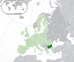 Location of  Bulgaria  (dark green)– in Europe  (green & dark grey)– in the European Union  (green)  –  [Legend]