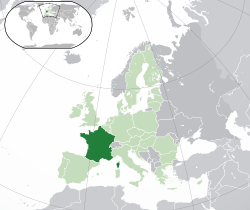 Map showing France in Europe