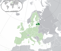 Map showing Latvia in Europe