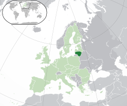 Map showing Lithuania in Europe