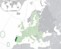 Location of  Portugal  (dark green)– in Europe  (green & dark grey)– in the European Union  (green)