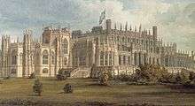 A large, elaborate, Gothic-style house, with multiple towers and pinnacles