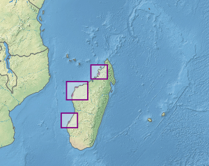 Map showing location of mangroves on the west coast of Madagascar
