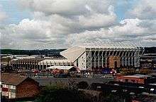 Elland Road, Leeds United's stadium, East Stand to the right, South Stand to the left
