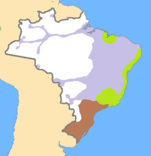 A map of Brazil with regions highlighted using various colors