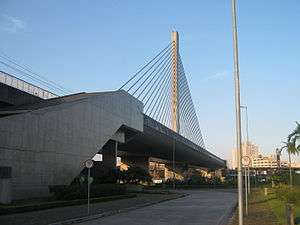 An elevated station in Sao Paolo has a design like a cable-stayed bridge.