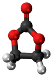 Ball-and-stick model of the ethylene carbonate molecule