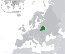 Location of  Belarus  (green)in Europe  (dark grey)  –  [Legend]
