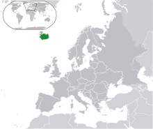 Map showing Iceland in Europe