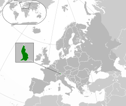 Location of  Liechtenstein  (green)in Europe  (dark grey)  –  [Legend]