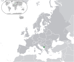 Map showing Montenegro in Europe