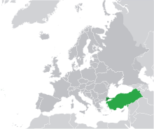 Map showing Turkey in Europe