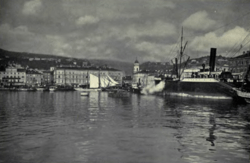 Boats in port, city is visible in the background