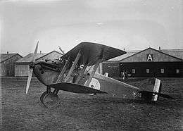 Single-engined military biplane with staggered wings