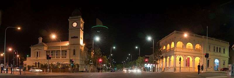 Panorama of Flinders Street at night