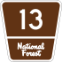 Federal Forest Highway 13 marker