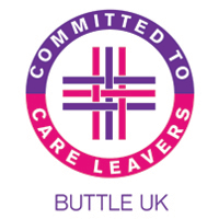 Logo containing the words "Committed to Care Leavers, Buttle UK".