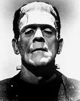 Boris Karloff dressed as Frankenstein