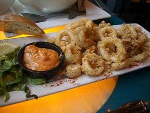 Photo of rings of breaded, fried squid