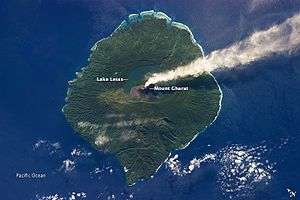 2013 satellite picture of Mt Garet during eruption