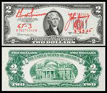 A 1953 $2-bill carried on Gemini 3 and signed by Gus Grissom and John Young