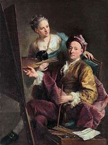 Self portrait with his daughter, ca. 1750