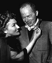 Photograph of Billy Wilder with actress Gloria Swanson during filming of Sunset Boulevard.