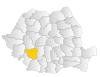 Map of Romania highlighting Gorj County