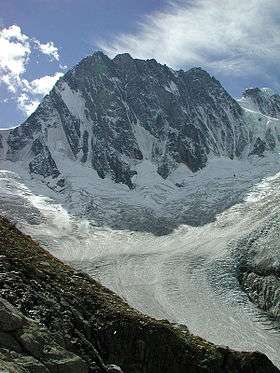 North face of the Grandes Jorasses and the Leschaux Glacier