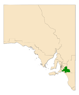 Map of South Australia with electoral district of Hammond highlighted