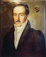 Oil painting of a mustachioed, middle-aged man