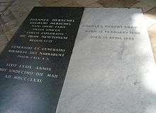 Tombs of John Herschel, left black marble, and Charles Darwin. white marble in Westminster Abbey