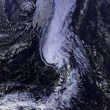 Satellite image of Hurricane Nicole, a moderate Category 1 hurricane