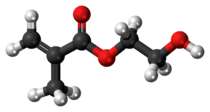 Ball-and-stick model of the hydroxyethyl methacrylate molecule