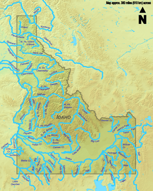 Clickable map of all Idaho streams more than 50 miles (80 kilometers) long