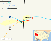A map indicating the path of the highway through West Wendover and Wendover