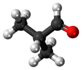 Ball-and-stick model of the isobutyraldehyde molecule