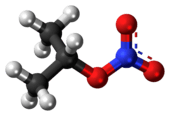 Ball-and-stick model of the isopropyl nitrate molecule
