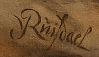 signature on a painting reading J v Ruisdael