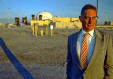 James L Acord in front of FFTF, Hanford, WA, USA.