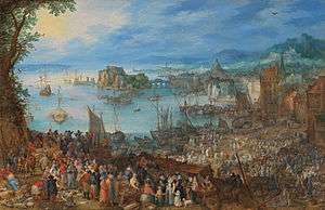 Reproduction of painting The Great Fish Market, painted by Jan Brueghel the Elder